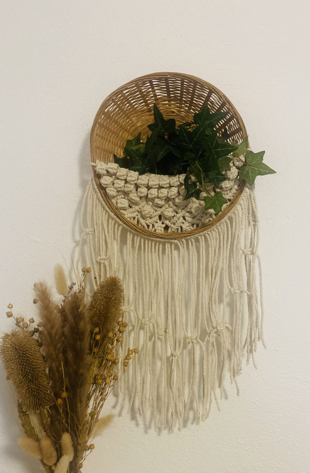 Suspension osier macramé