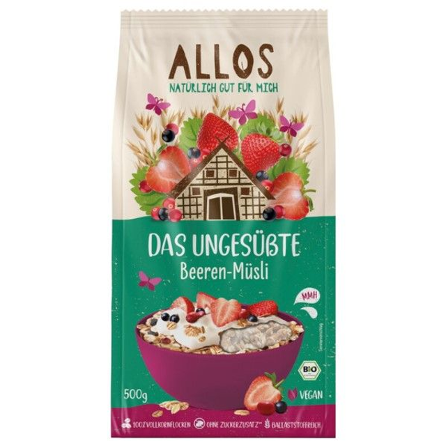 Allos Das ungesüßte Beeren-Müsli 500g Packung