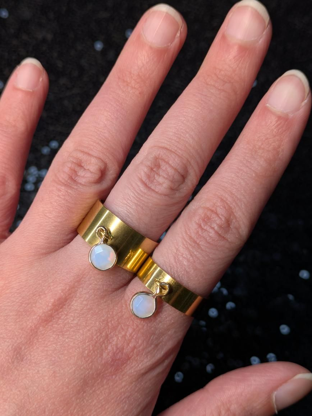 Bague breloque opaline facettes 