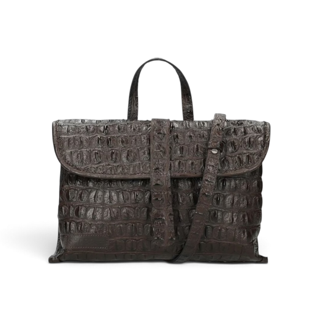 Shabbies Amsterdam Pleun Crossbody Printed Leather Dark Brown 