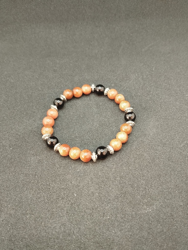 Bracelet en pierre de sable et obsidienne