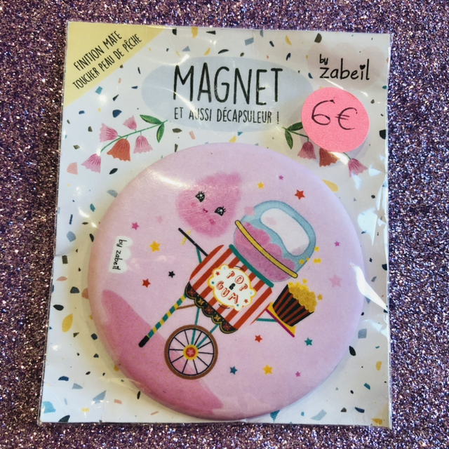 Magnet décapsuleur &quot;barbe à papa&quot;