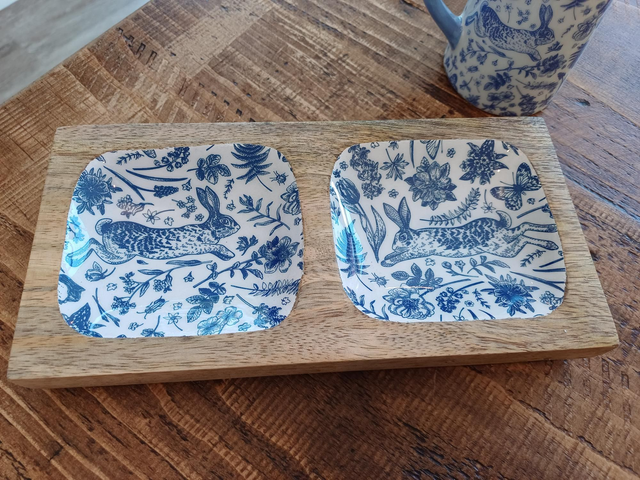 Rabbit Design Enamel Serving Tray, 20cm
