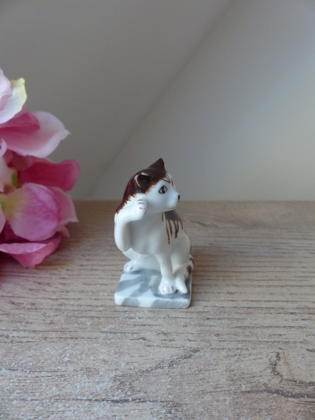 Figurine Miniature Chat en Céramique Collection Franklin Mint Vintage 1988, figurine Chat Style Allemand