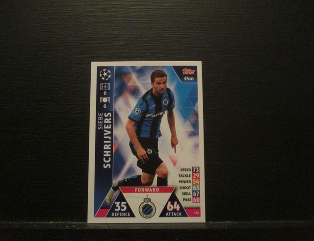 Siebe Schrijvers - UEFA Champions League Match Attax 2018/19 Original Trading Card #338