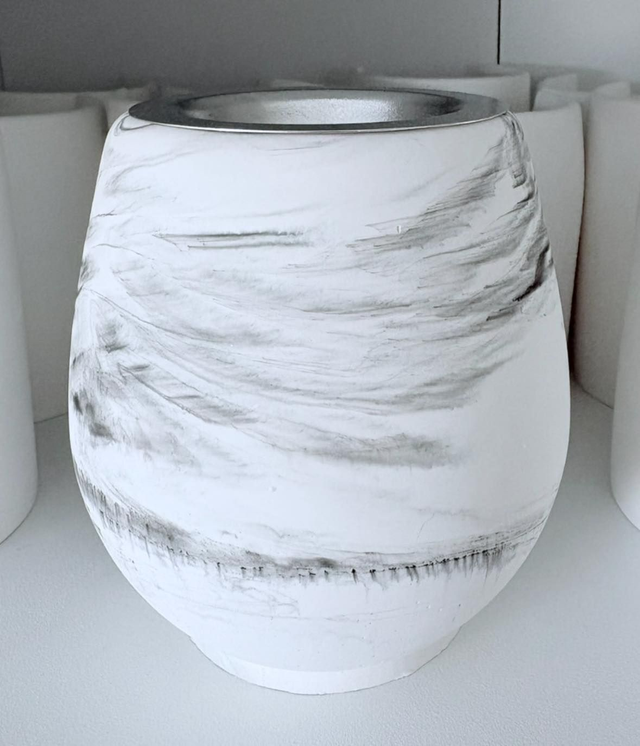 Made-To-Order Black & White Marble Handmade Stone Tealight Burner