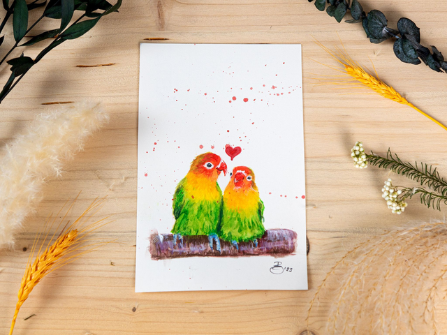 Original - verliebte Rosenköpfchen - Unzertrennliche