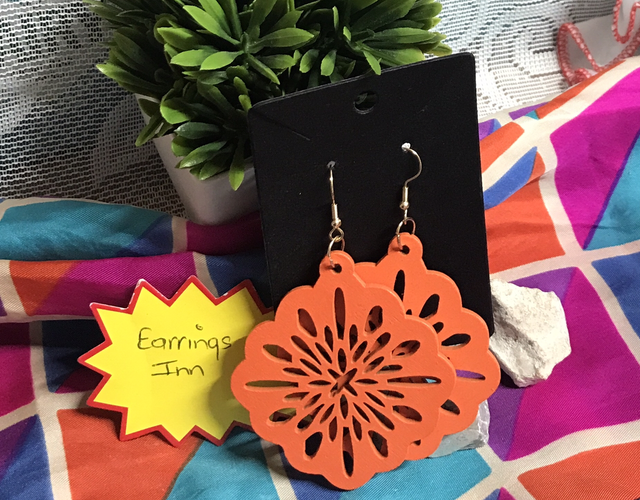 Orange Wood Dangling Earrings-SWDE74