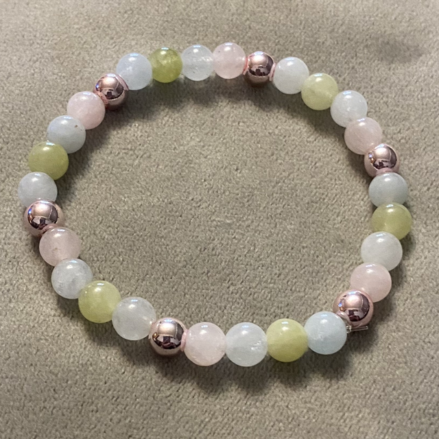 Morganite/ rose hematite bracelet 