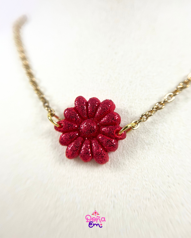 Collier médaillon "Doña" - Rouge carmin