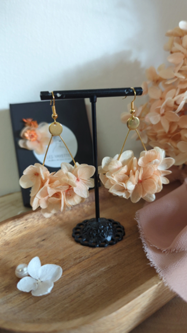 Boucles d'oreilles Amour d'hortensia - Pêche