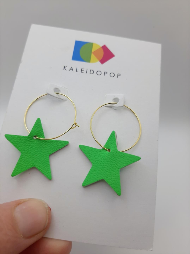 SALE! Star hoops - neon green