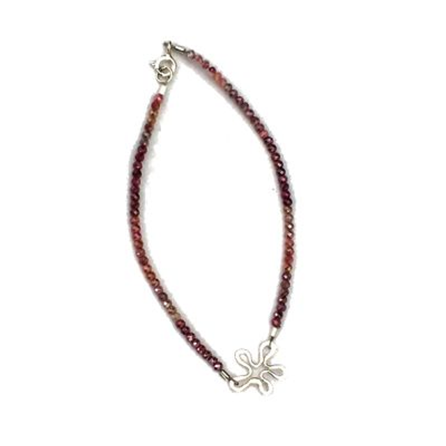 Maansteen armband met zilveren bloem