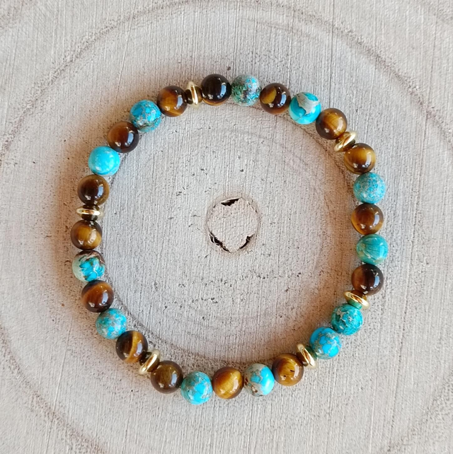 Œil de Tigre et Jaspe Impérial Turquoise