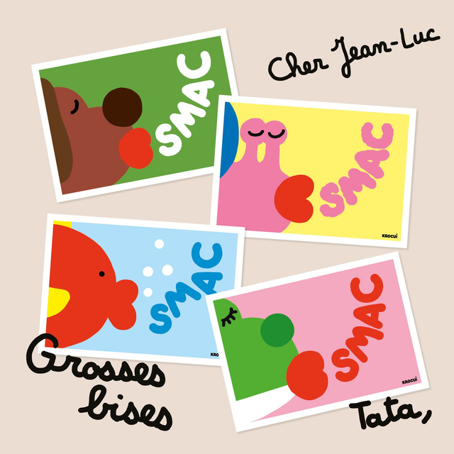 Lots de 4 cartes bisous