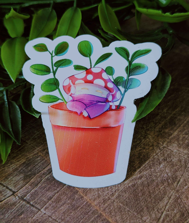 Autocollant "Faeline dans son pot" - 5,3 x 4,7 cm - vinyle