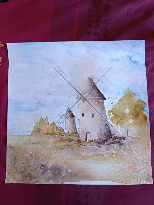 Tableau Aquarelle énergétique le moulin 29,5/29,5 