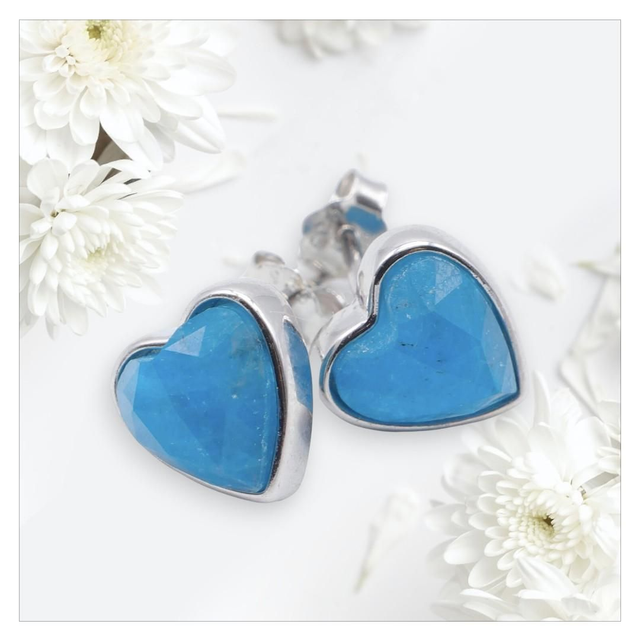 "Apatite" - Boucles d'oreilles argent 925 coeur