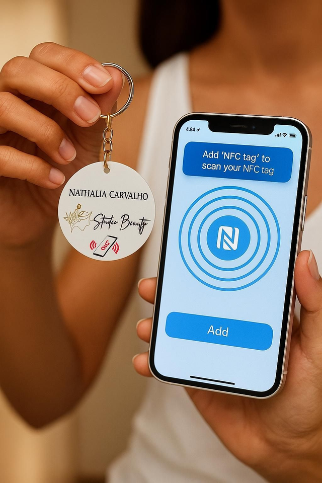 Chaveiro Inteligente NFC Personalizado com Espelho Chaveiro de Aproximação