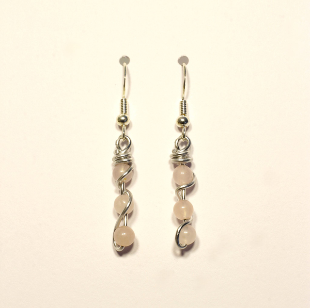 Rose Quartz Wrapped Bead Earrings 