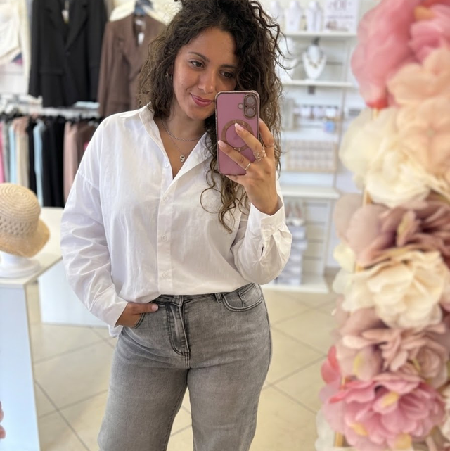 Camicia Oversize in Cotone Bianca