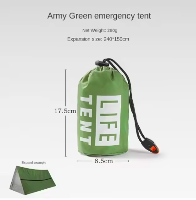 Tent 2 persoons (sos) voor nood met slaapzak