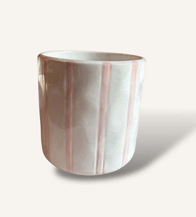 Small Pink/White Striped Planter