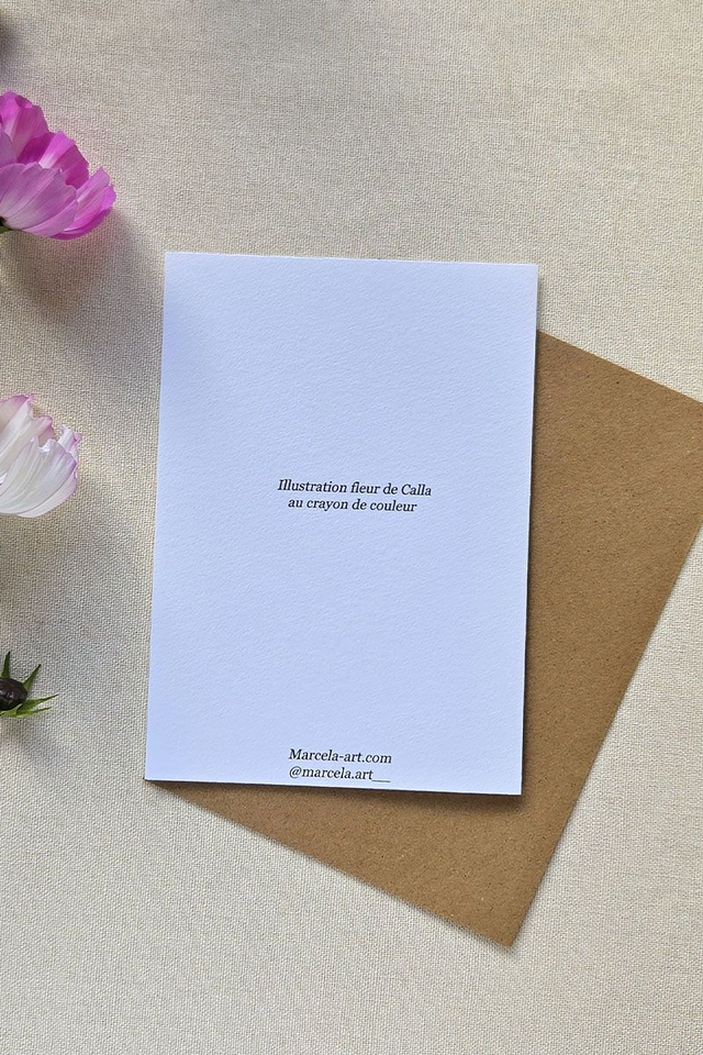 Carte au crayon de couleur - Fleur de Calla