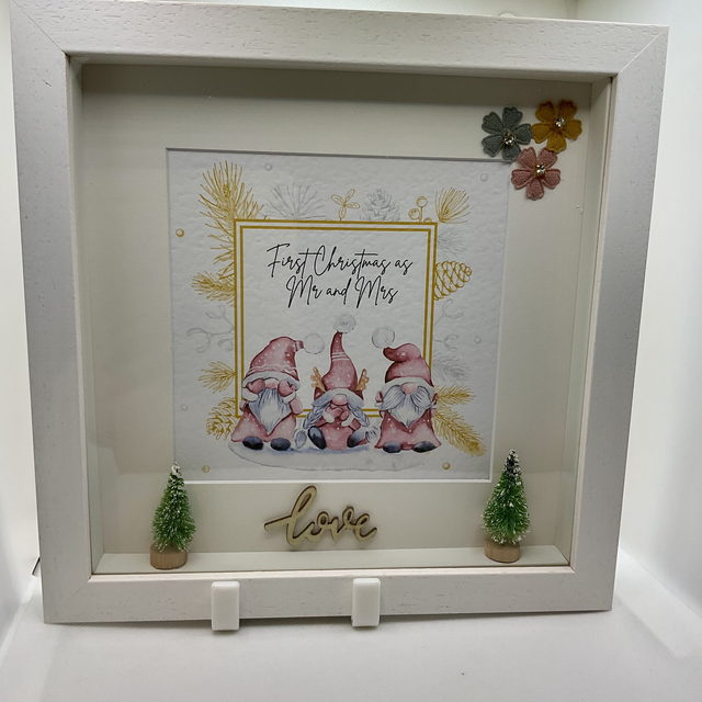 Personalised First Christmas as Mr&Mrs frame. Handmade gift.