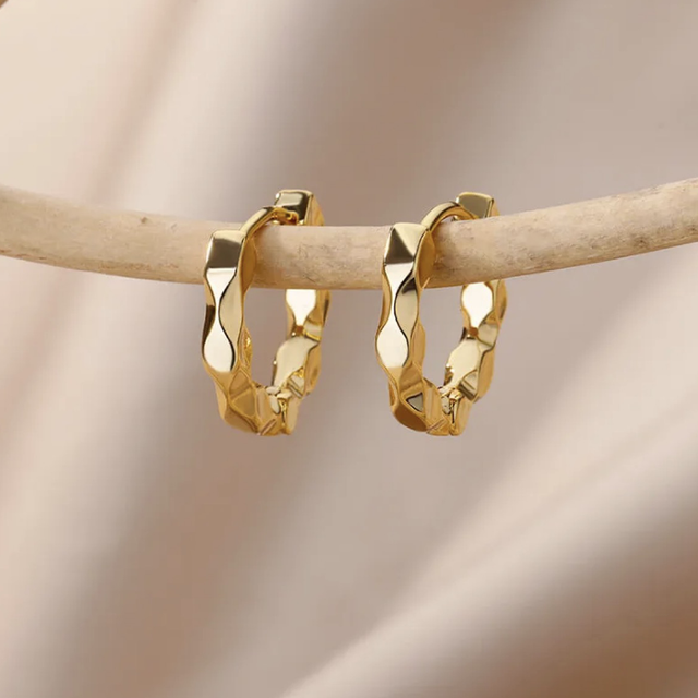 NEW! Rippled Gold Huggie Earrings