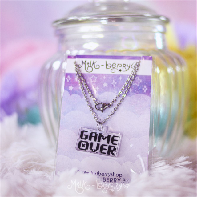 Collier Acrylique Recyclé Pixel Game Over