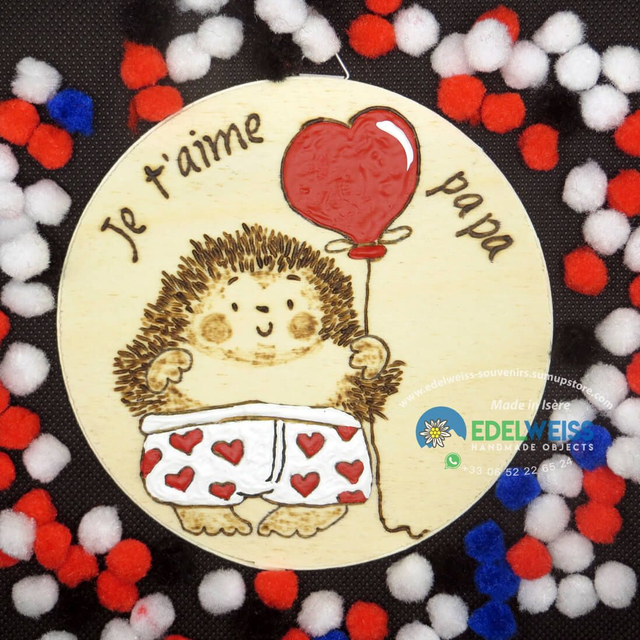 Hérisson caleçon coeurs … je t'aime papa