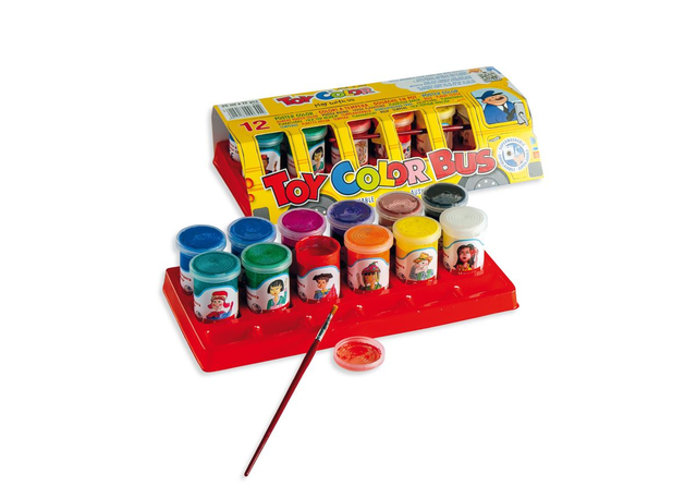 TOY COLOR , SCHOOL BUS COLORI A TEMPERA VASETTI 25ML  , PRIMARIA E MATERNA 