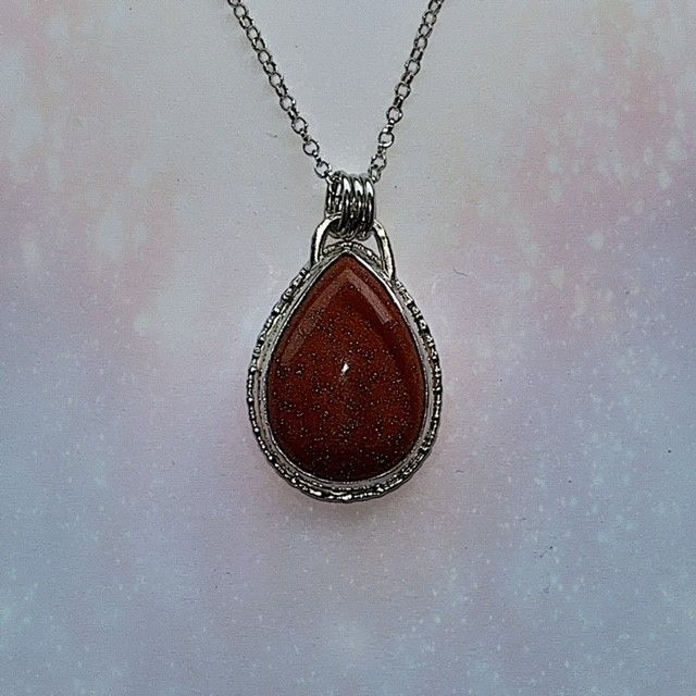 Silver and Gold Sandstone Teardrop Pendant