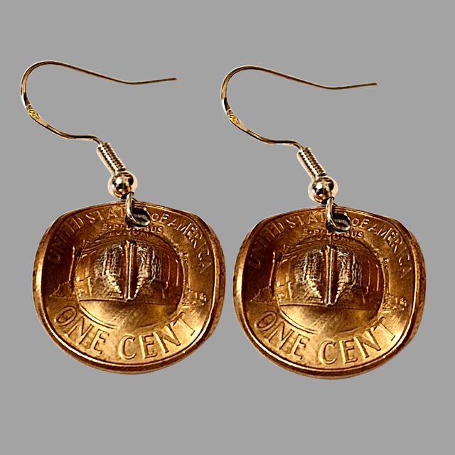 Cowboy hat dangle earrings from U.S. one cent coins