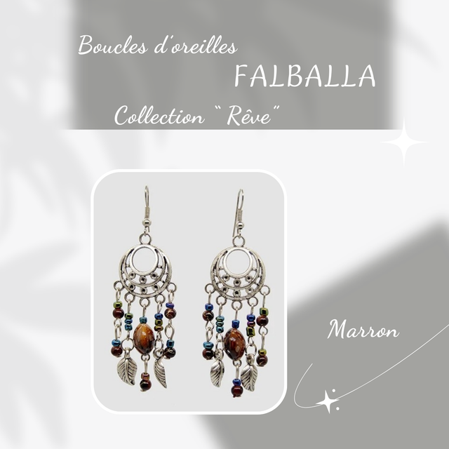 Boucles d&#039;oreilles FALBALLA - Collection Rêve - Marron
