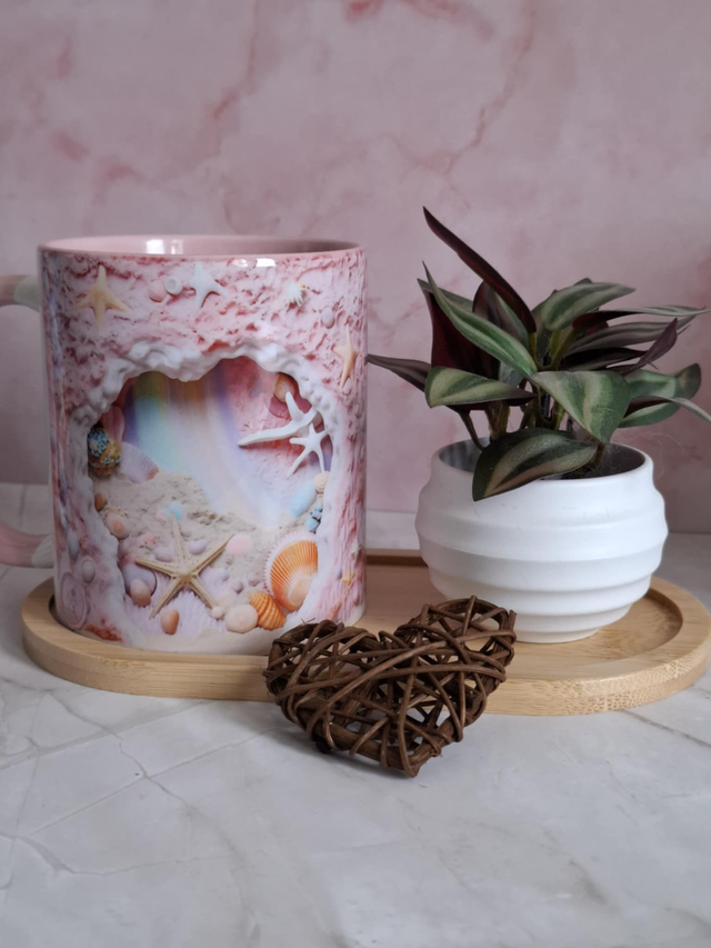 Mug 3d plage rose