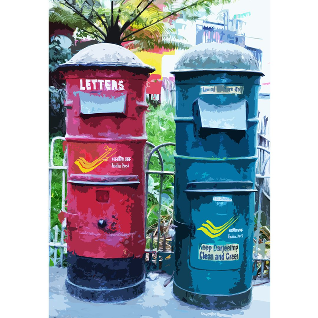 Card 'Two Darjeeling Postboxes'