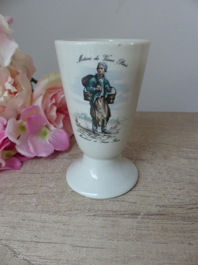 Ensemble de 4 mazagrans 'métiers du Vieux Paris', lot de quatre mugs, tasses, verres à café vintage décoration maison cuisine tradition