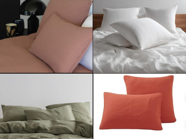 Taies d'oreillers en gaze de coton
