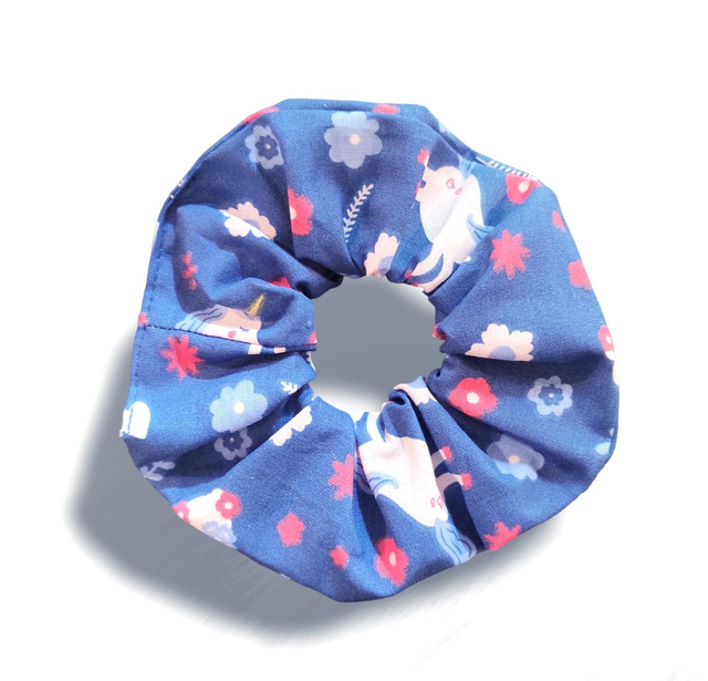 Chouchou bleu/or licornes 