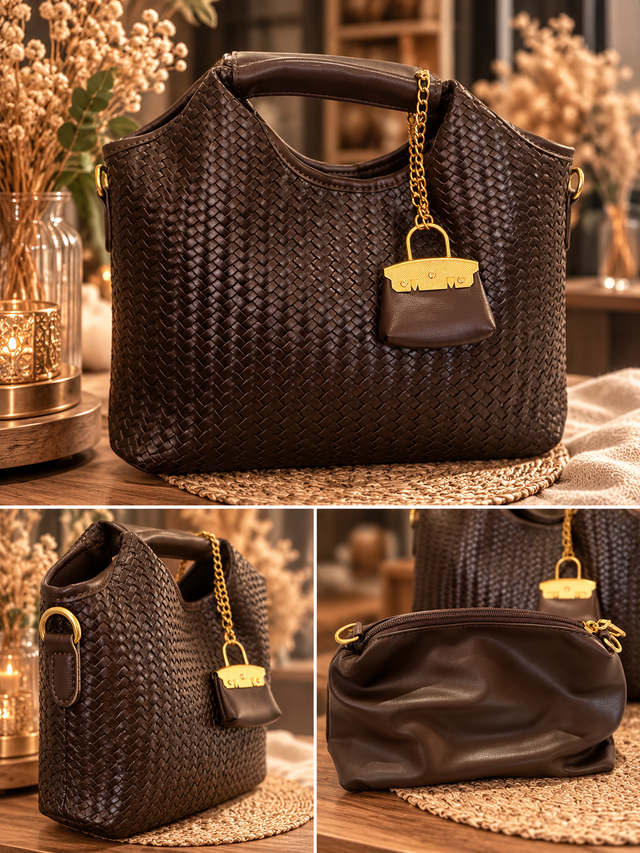 Sac à main tressé – Chocolat