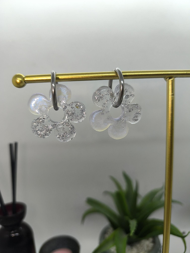 Pampilles interchangeables BORA bleu nacré feuilles argentées 