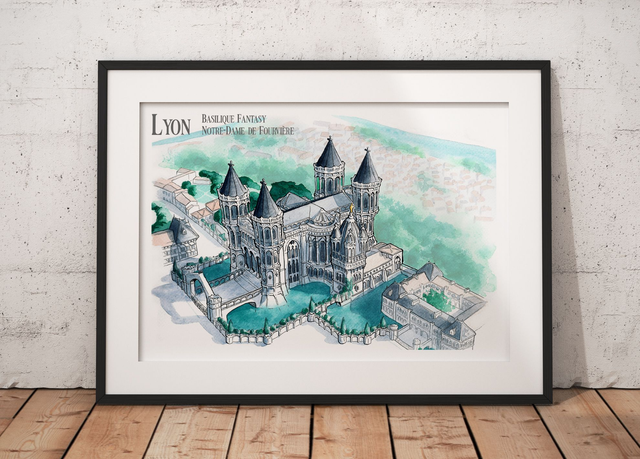 Architecture lyonnaise - La Basilique Notre-Dame de Fourvière fantasy