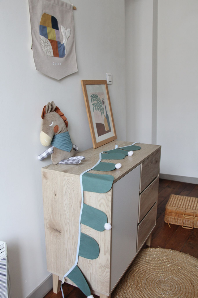 Guirlande à pompons - vert/bleu