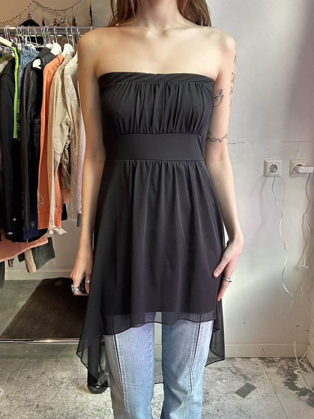 black strapless mini dress