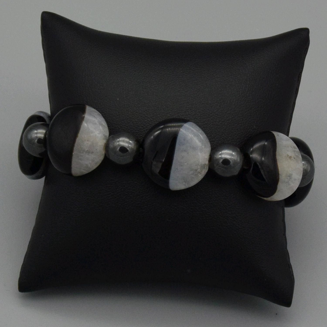 Bracelet en Jaspe zébré et hématite