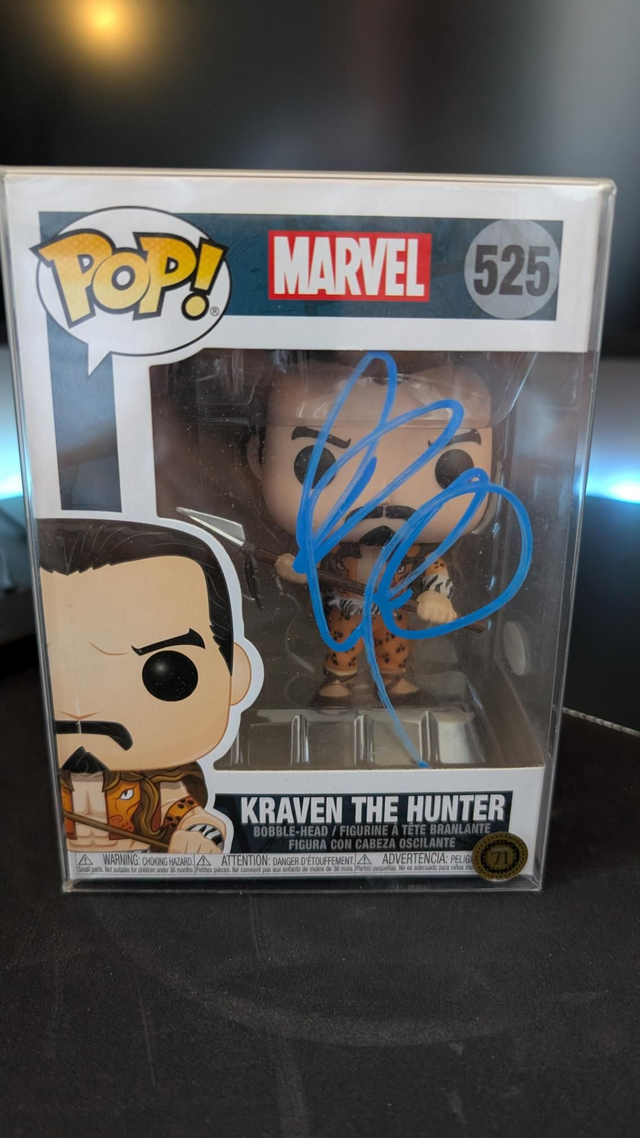 Funko Pop Marvel Kraven The Hunter 525 Signed By Aaron Taylor-Johnson with ACOA