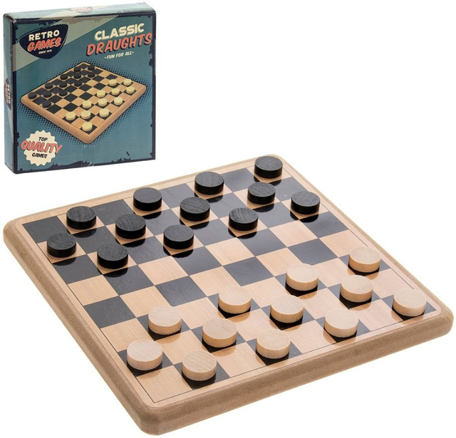 Retro Games - Wooden Classic Draughts Set