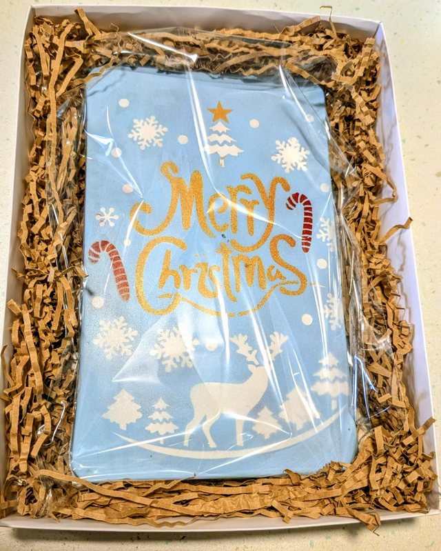 Giant, 750g dark chocolate bar, filled with marzipan and topped with festive fruits and nuts